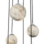 Dar MIK0650 Mikara 6 Light Cluster Pendant Marble Effect Glass And Polished Chrome