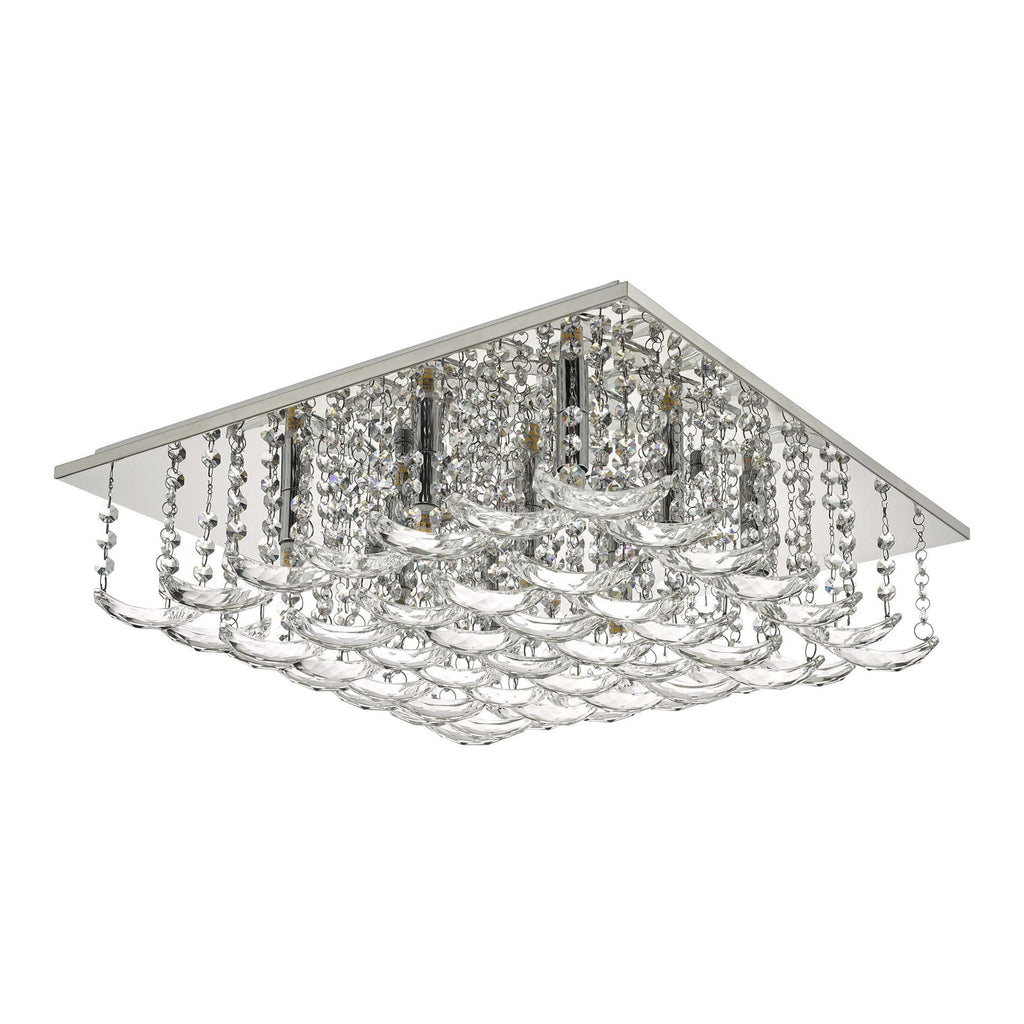 Dar ORE1350 Orella 9 Light Flush Polished Chrome And Crystal