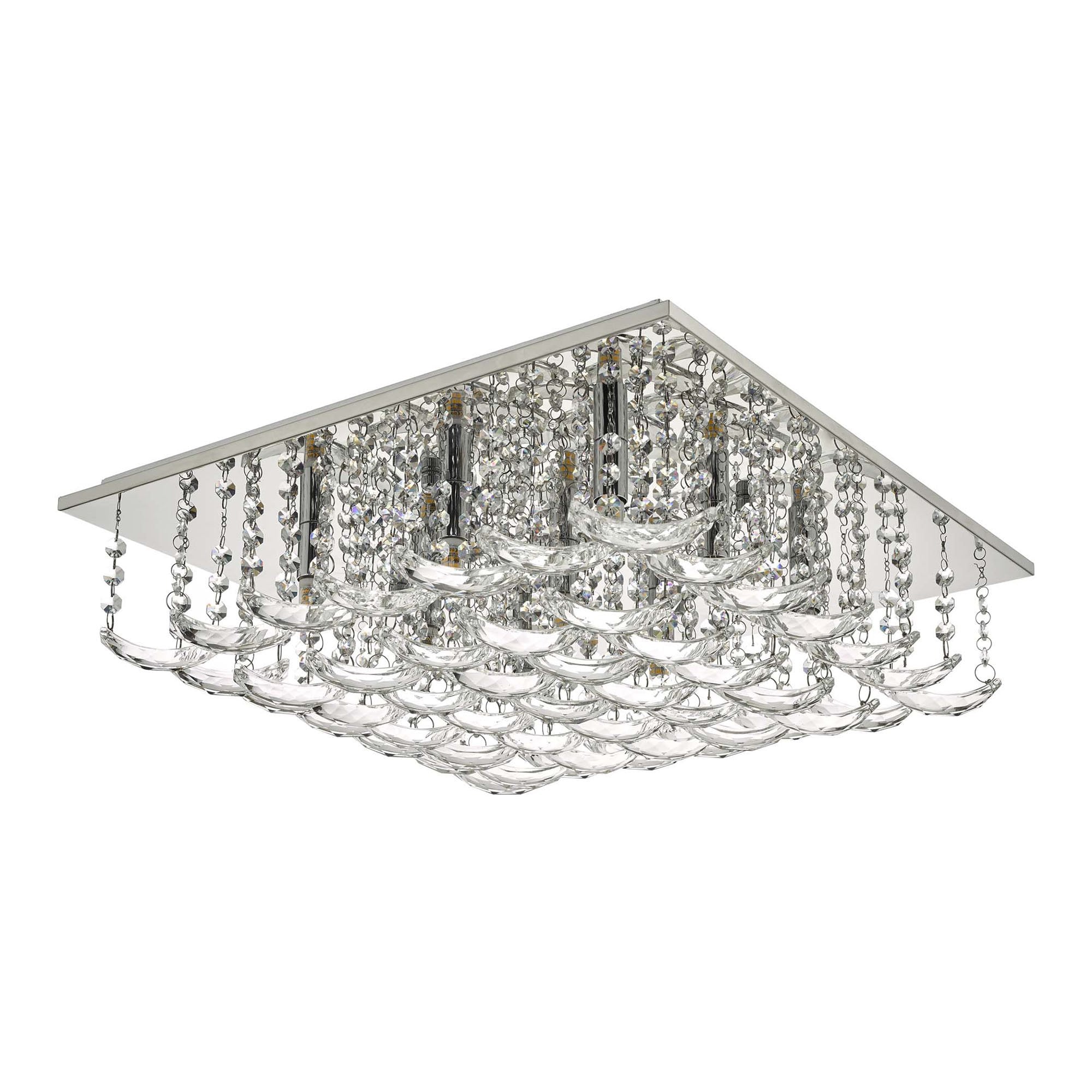 Dar ORE1350 Orella 9 Light Flush Polished Chrome And Crystal