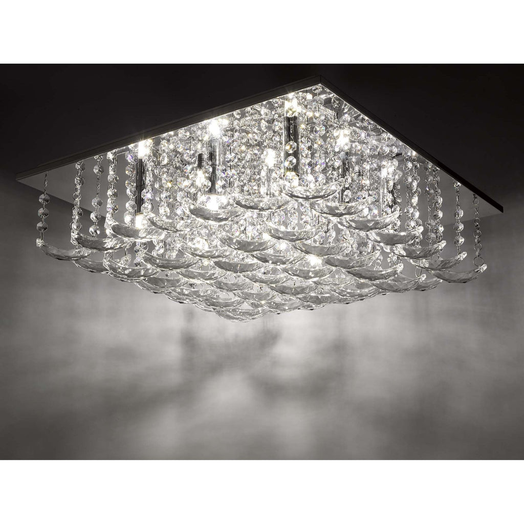 Dar ORE1350 Orella 9 Light Flush Polished Chrome And Crystal