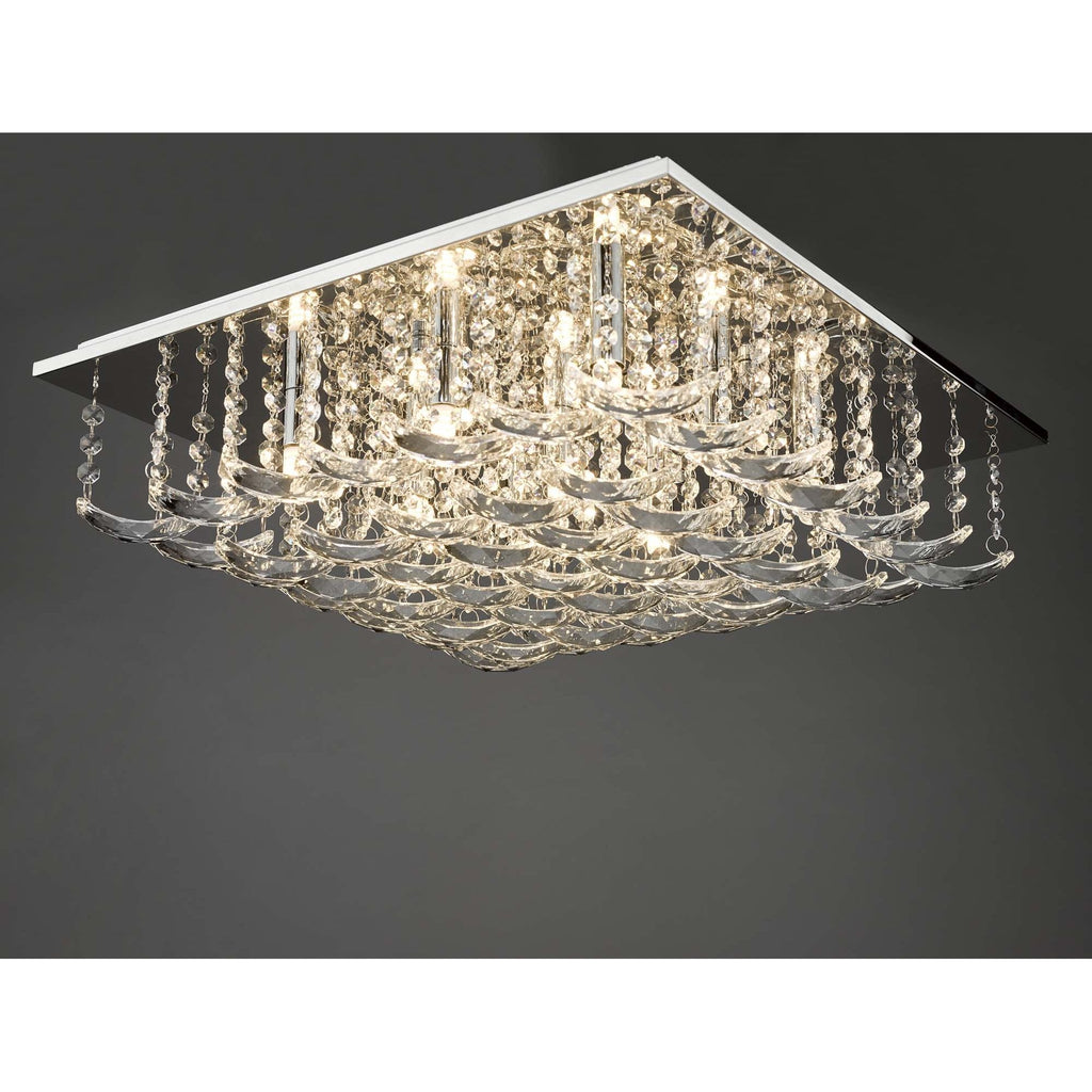 Dar ORE1350 Orella 9 Light Flush Polished Chrome And Crystal