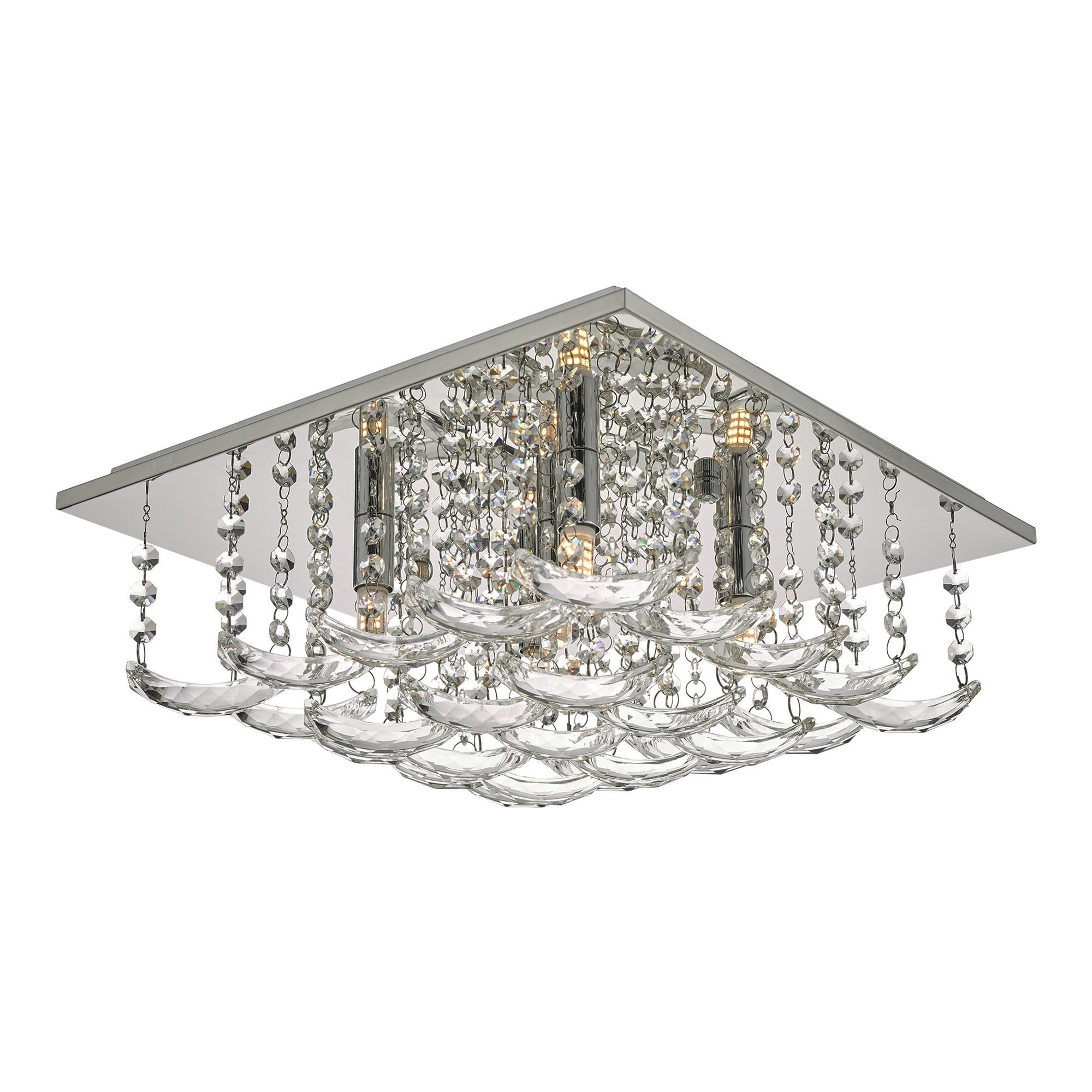 Dar ORE5450 Orella 5 Light Flush Polished Chrome And Crystal