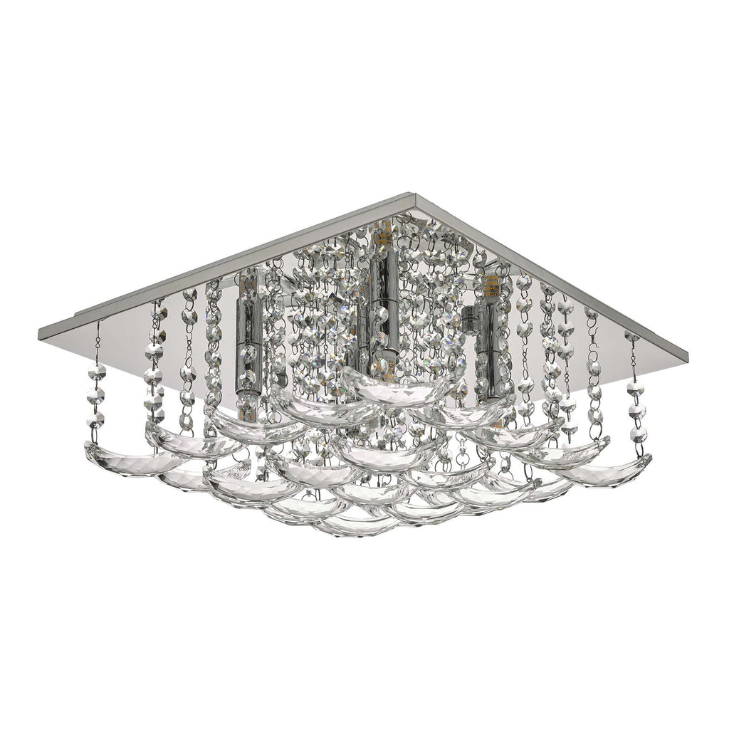 Dar ORE5450 Orella 5 Light Flush Polished Chrome And Crystal