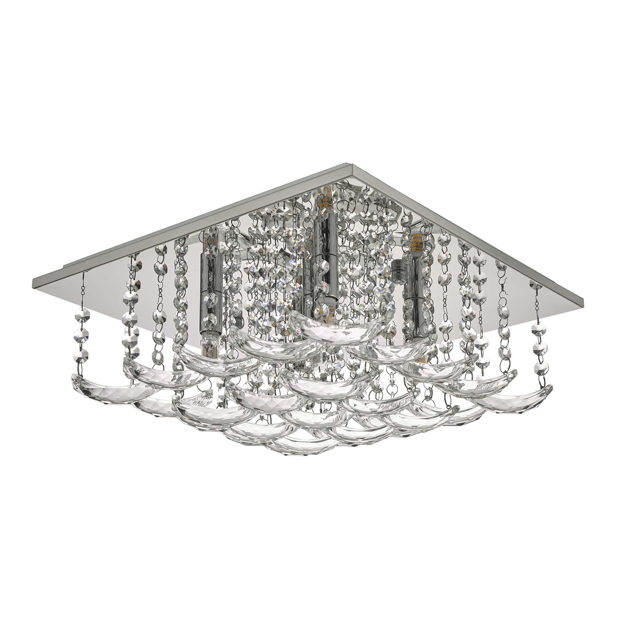 Dar ORE5450 Orella 5 Light Flush Polished Chrome And Crystal