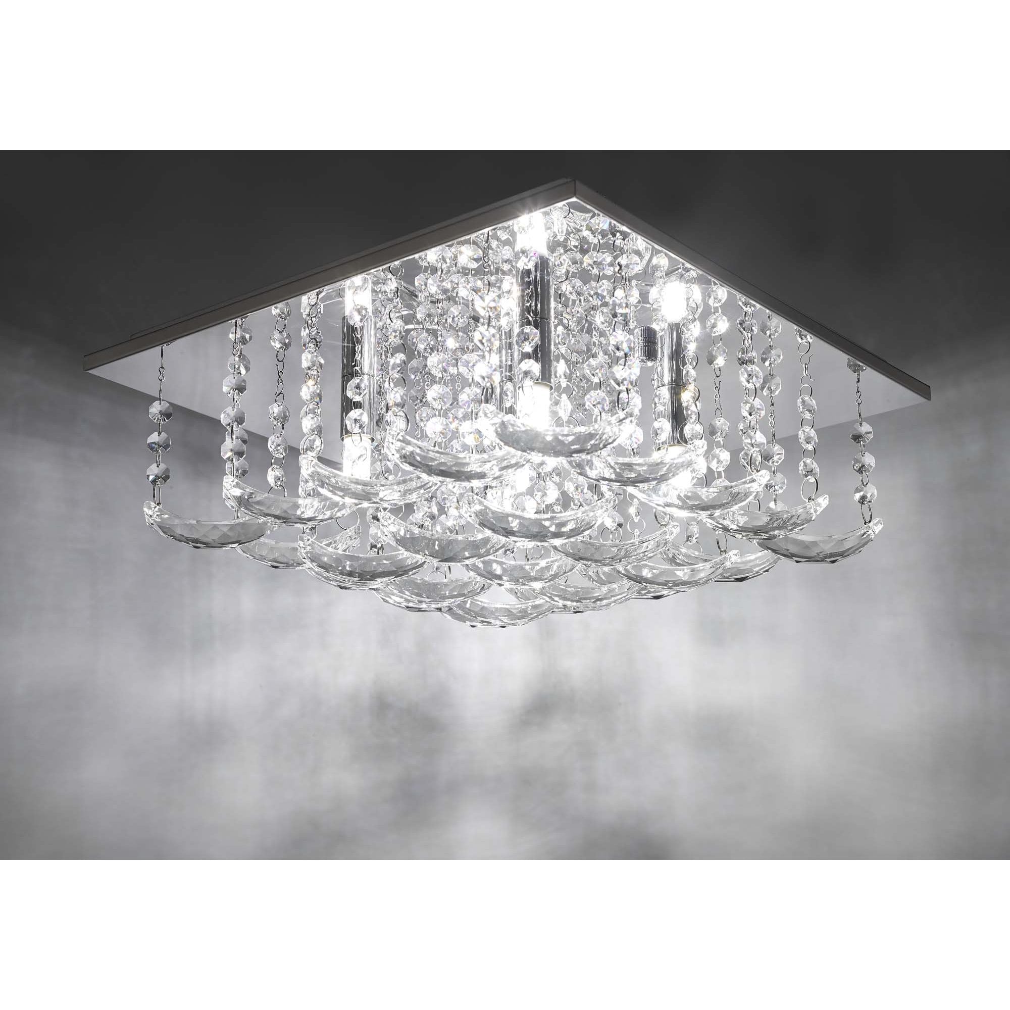 Dar ORE5450 Orella 5 Light Flush Polished Chrome And Crystal