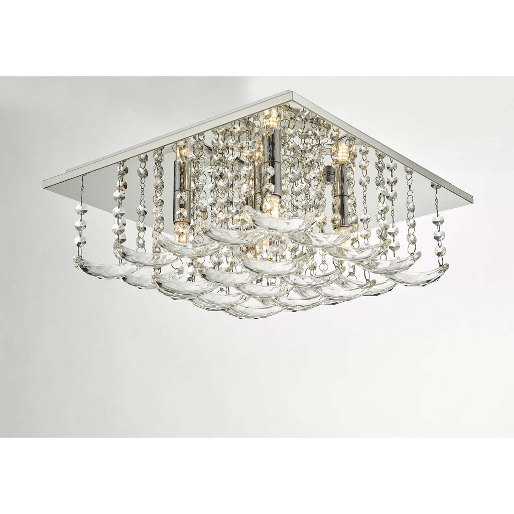 Dar ORE5450 Orella 5 Light Flush Polished Chrome And Crystal