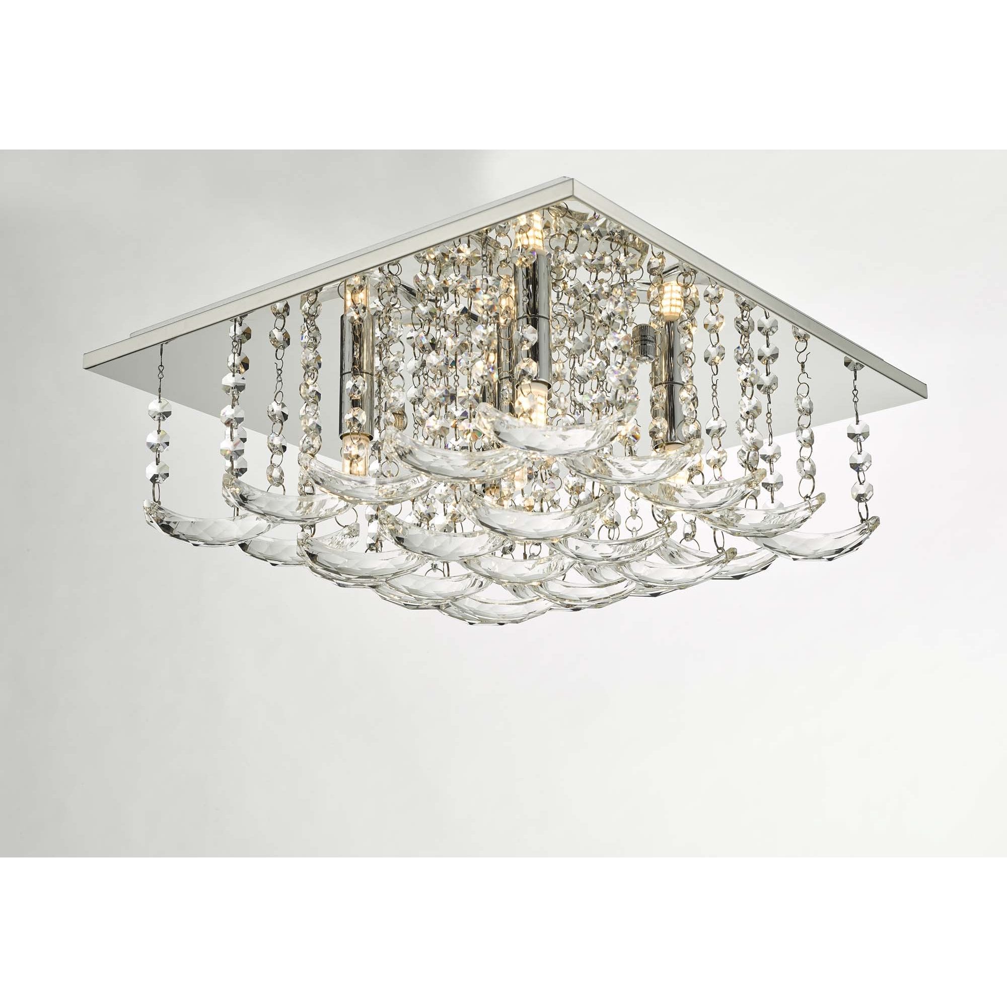 Dar ORE5450 Orella 5 Light Flush Polished Chrome And Crystal