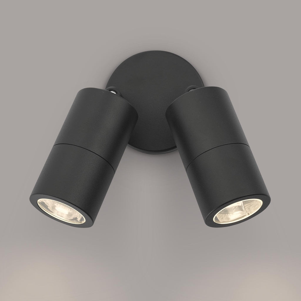 Dar ORT0922 Ortega 2 Light Wall Light Black IP65