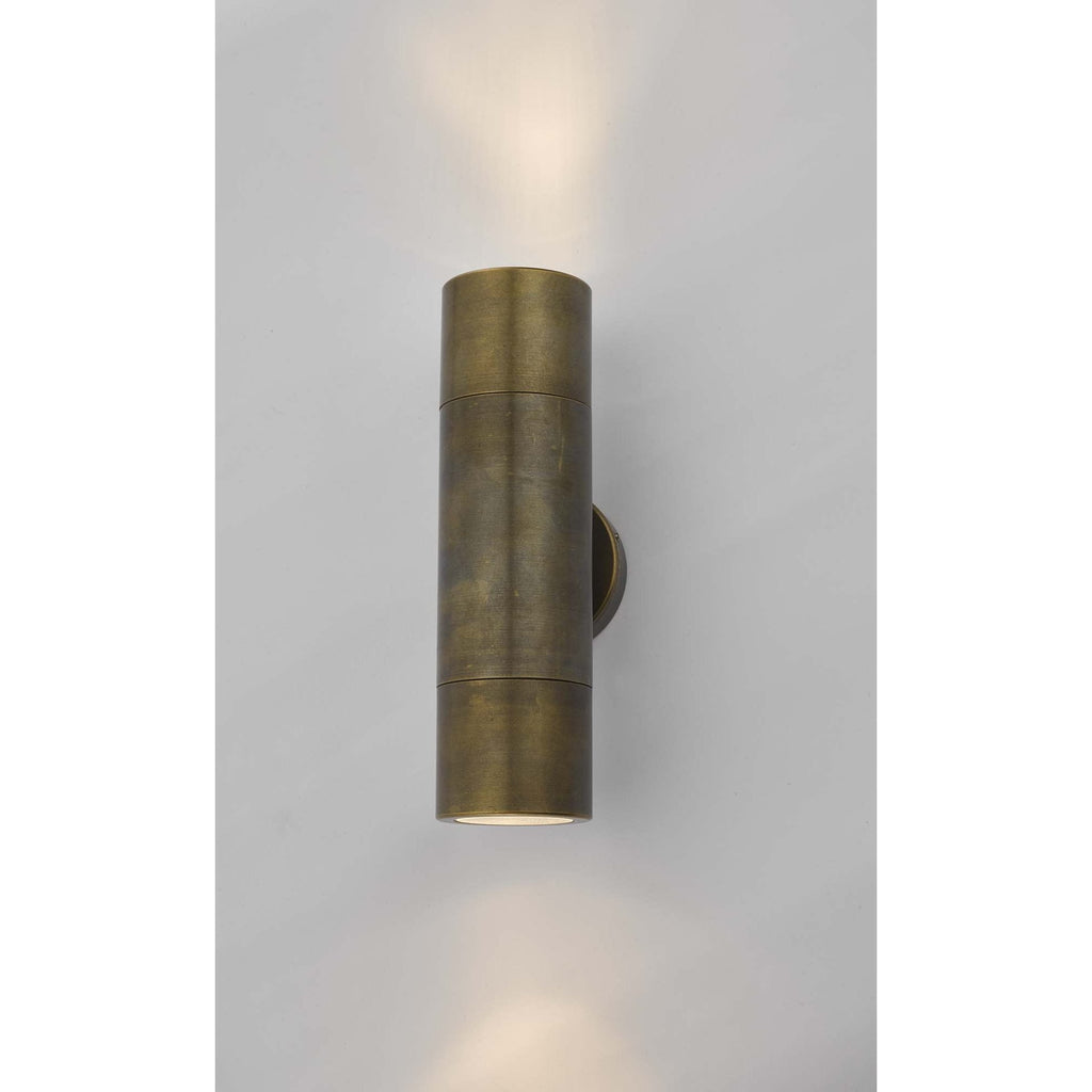 ORT3275 Där Ortega 2 Light IP65 Outdoor Wall Light — Antique Brass