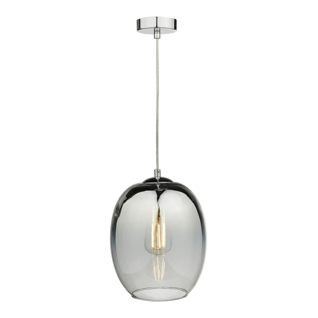 Dar PAT0132 Patrice 1 Light Pendant Silver Glass