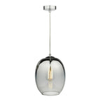 Dar PAT0132 Patrice 1 Light Pendant Silver Glass