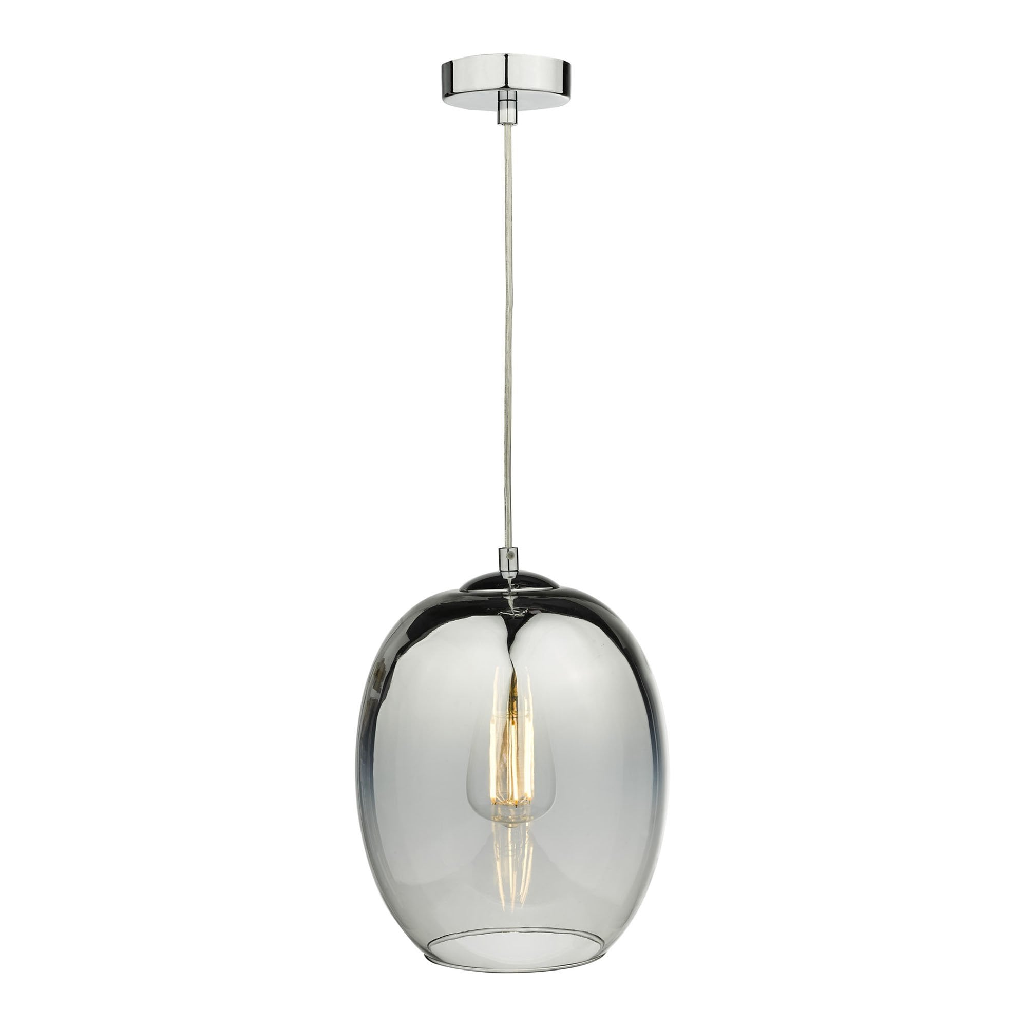 Dar PAT0132 Patrice 1 Light Pendant Silver Glass
