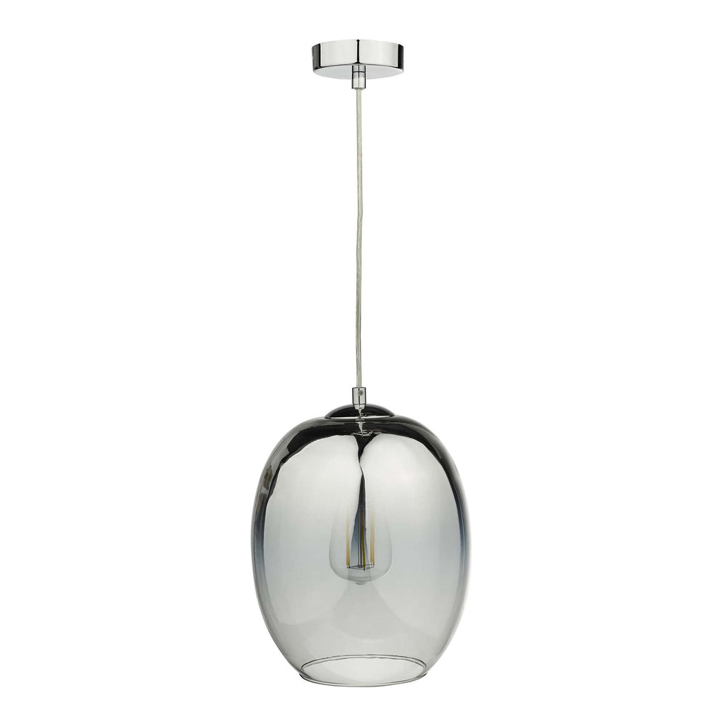 Dar PAT0132 Patrice 1 Light Pendant Silver Glass