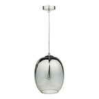 Dar PAT0132 Patrice 1 Light Pendant Silver Glass