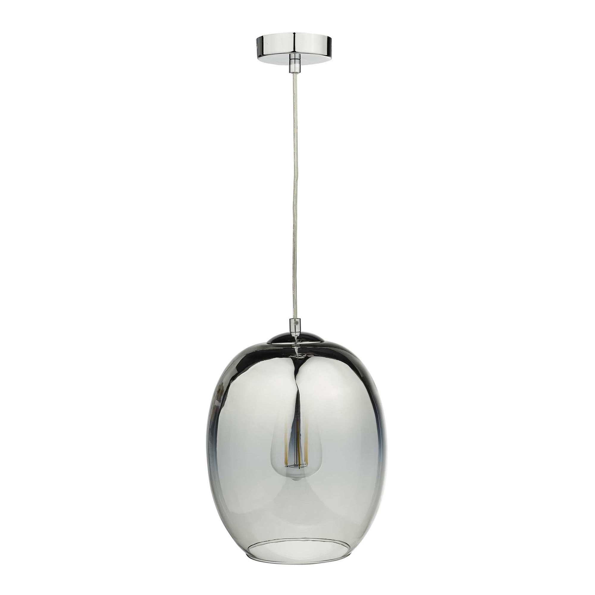 Dar PAT0132 Patrice 1 Light Pendant Silver Glass