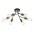 Dar REM0654 Remy 6 Light Semi Flush Black And Antique Brass
