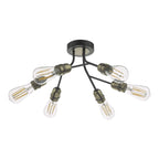 Dar REM0654 Remy 6 Light Semi Flush Black And Antique Brass