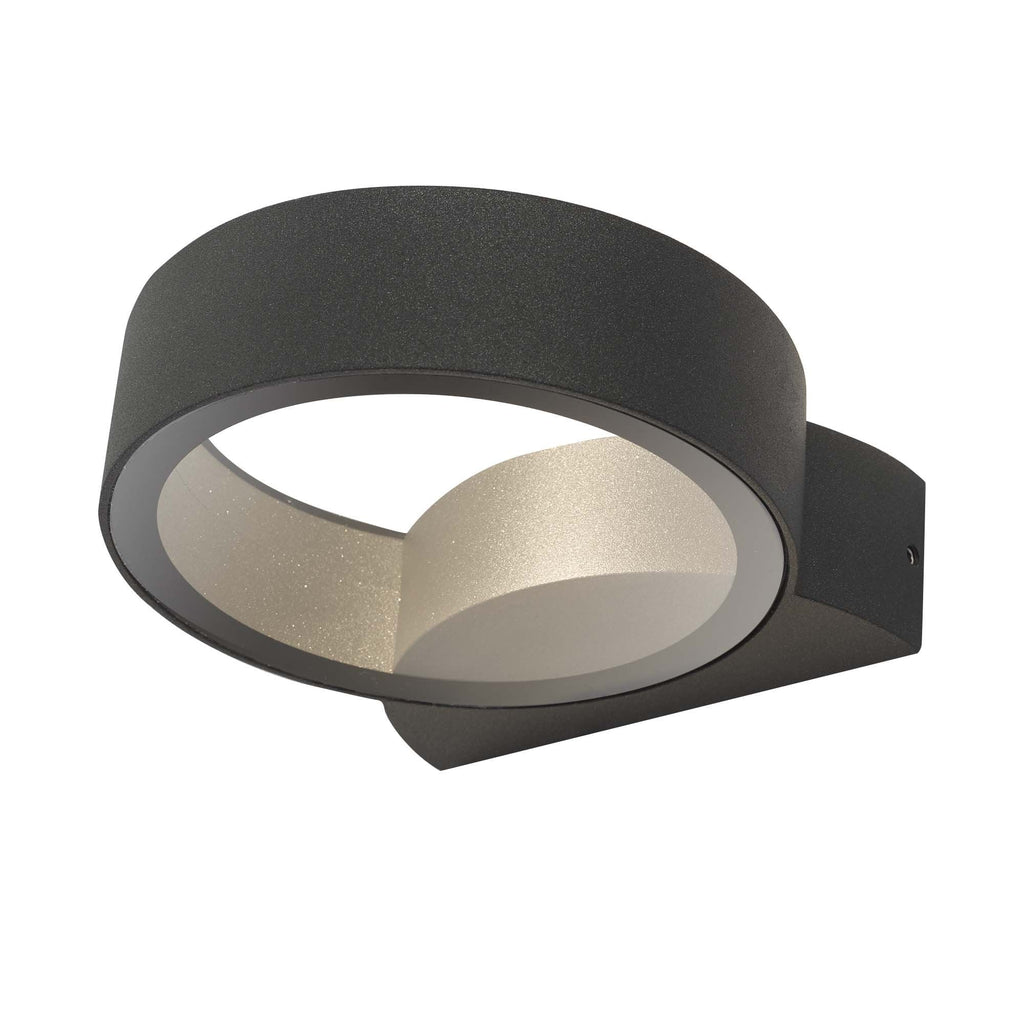 Dar REO3239 Reon 1 Light Wall Light Circle Fixed Anthracite IP65 LED