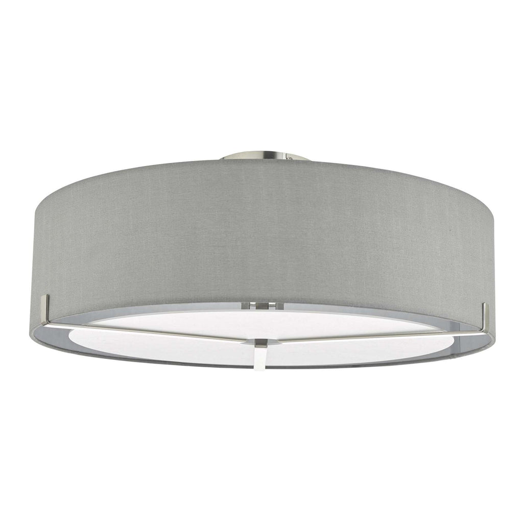 Dar SAN5339 Santino 3 Light Semi Flush Satin Chrome With Grey Shade