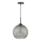Dar SOR0110 Soren 1 Light Pendant Black And Smoked Textured Glass