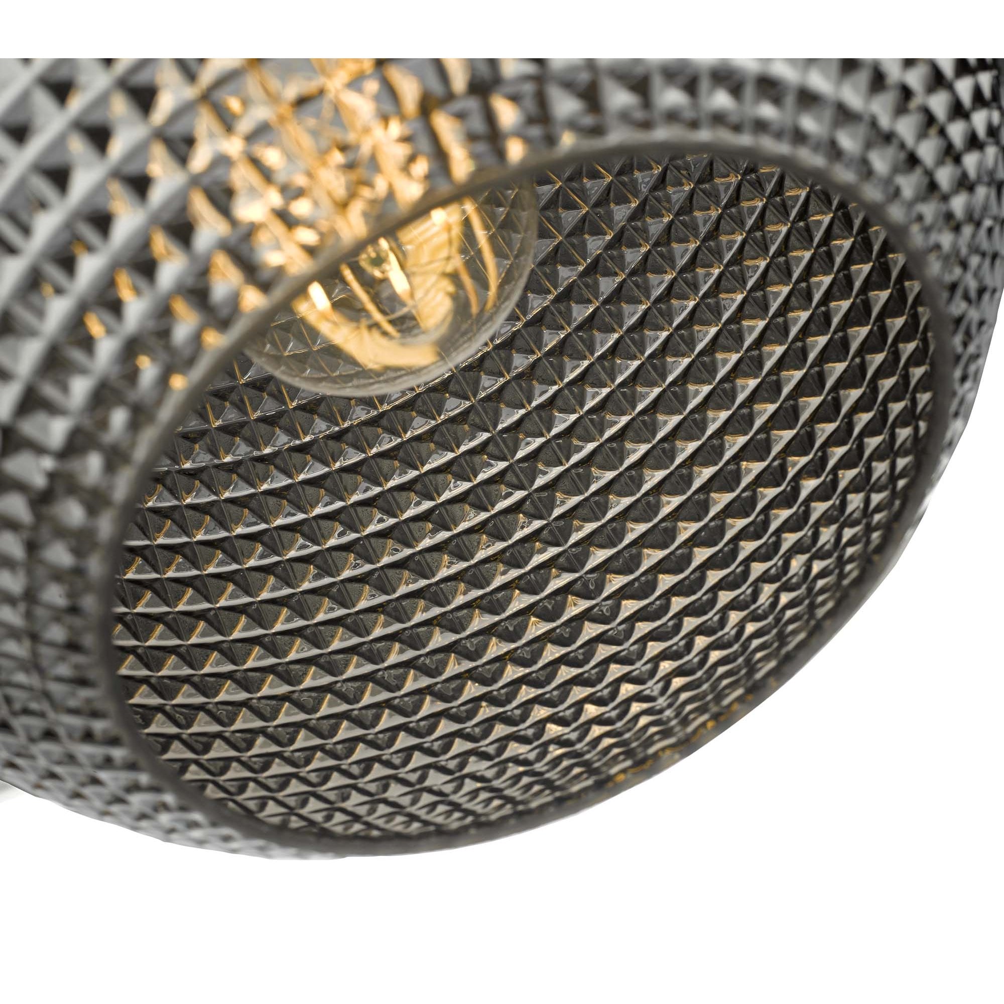 Dar SOR0110 Soren 1 Light Pendant Black And Smoked Textured Glass
