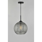 Dar SOR0110 Soren 1 Light Pendant Black And Smoked Textured Glass
