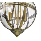 Dar VAN0375 Vanessa 3 Light Pendant Antique Brass And Clear
