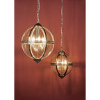 Dar VAN0375 Vanessa 3 Light Pendant Antique Brass And Clear