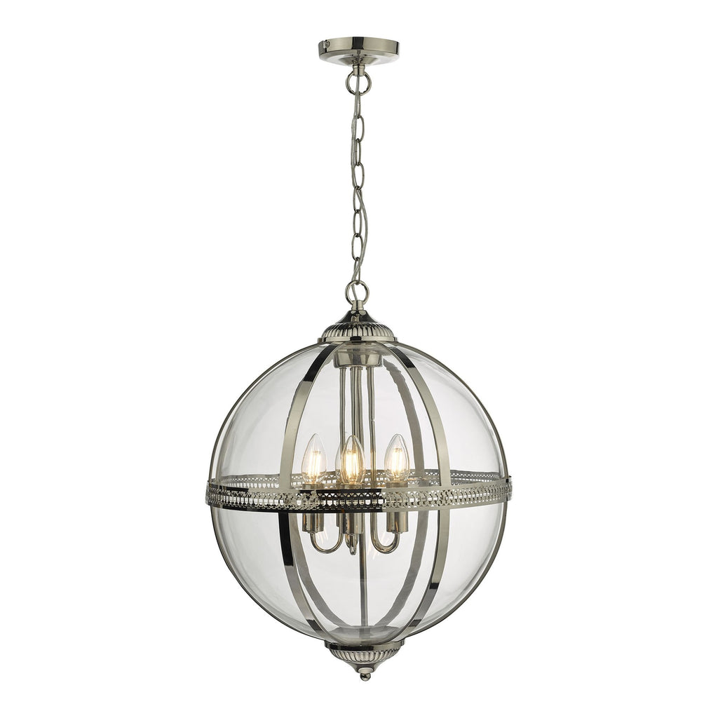 Dar VAN0538 Vanessa 5 Light Pendant Polished Nickel And Clear