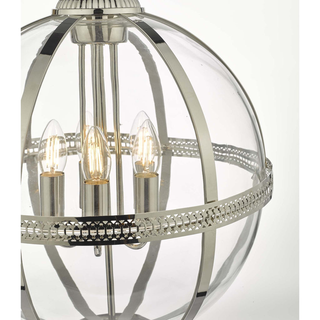 Dar VAN0538 Vanessa 5 Light Pendant Polished Nickel And Clear