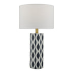 Dar WEY4223 Weylin Table Lamp Blue And White Ceramic With Shade