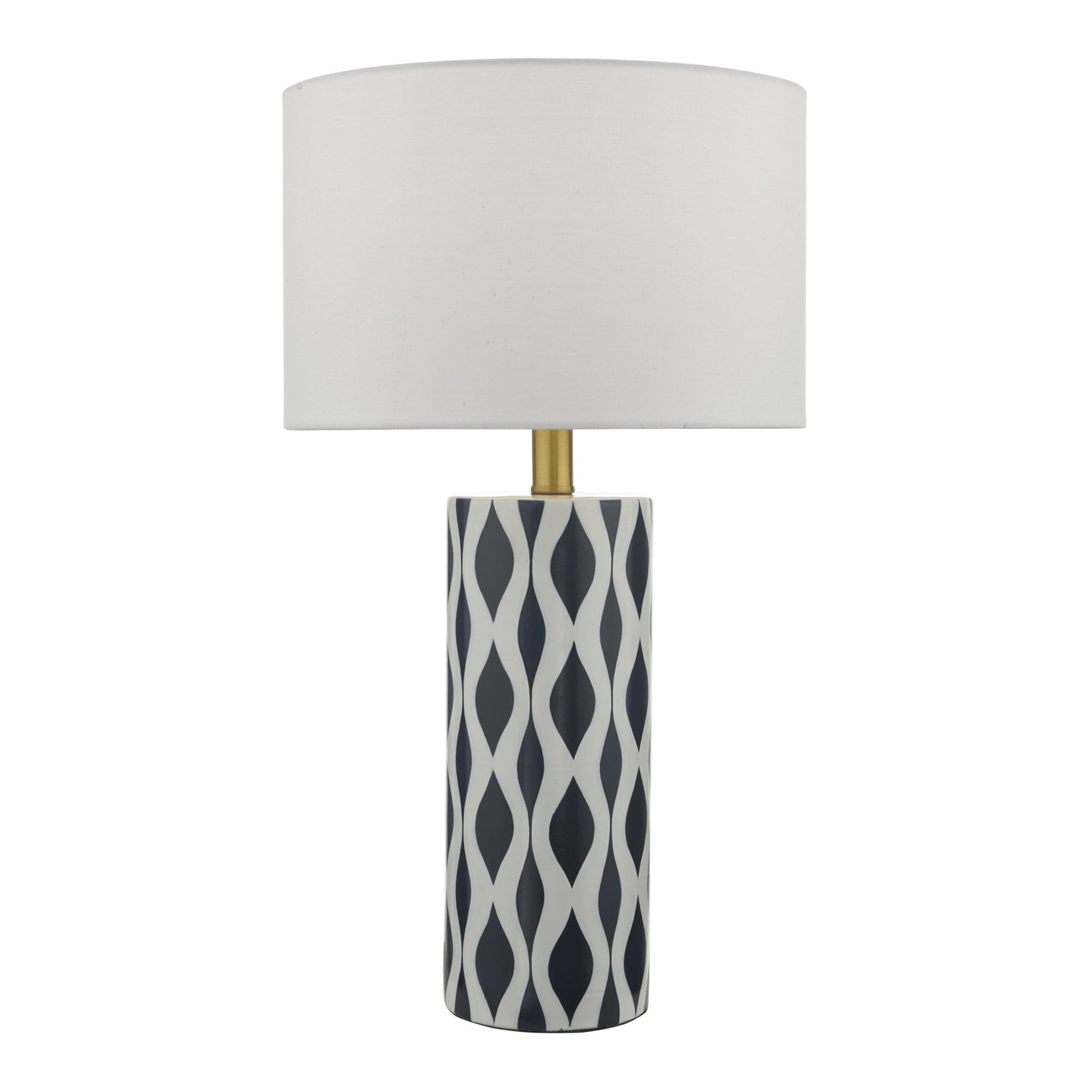Dar WEY4223 Weylin Table Lamp Blue And White Ceramic With Shade