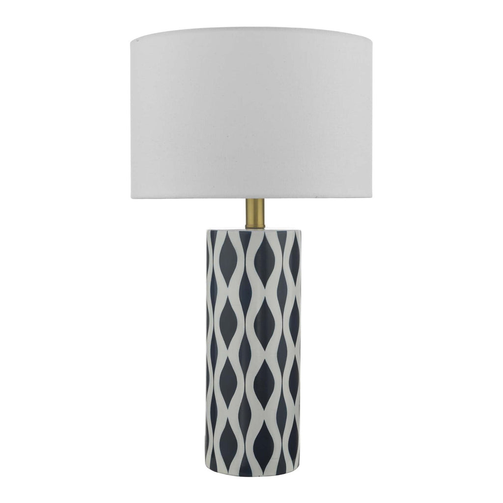 Dar WEY4223 Weylin Table Lamp Blue And White Ceramic With Shade