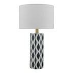 Dar WEY4223 Weylin Table Lamp Blue And White Ceramic With Shade
