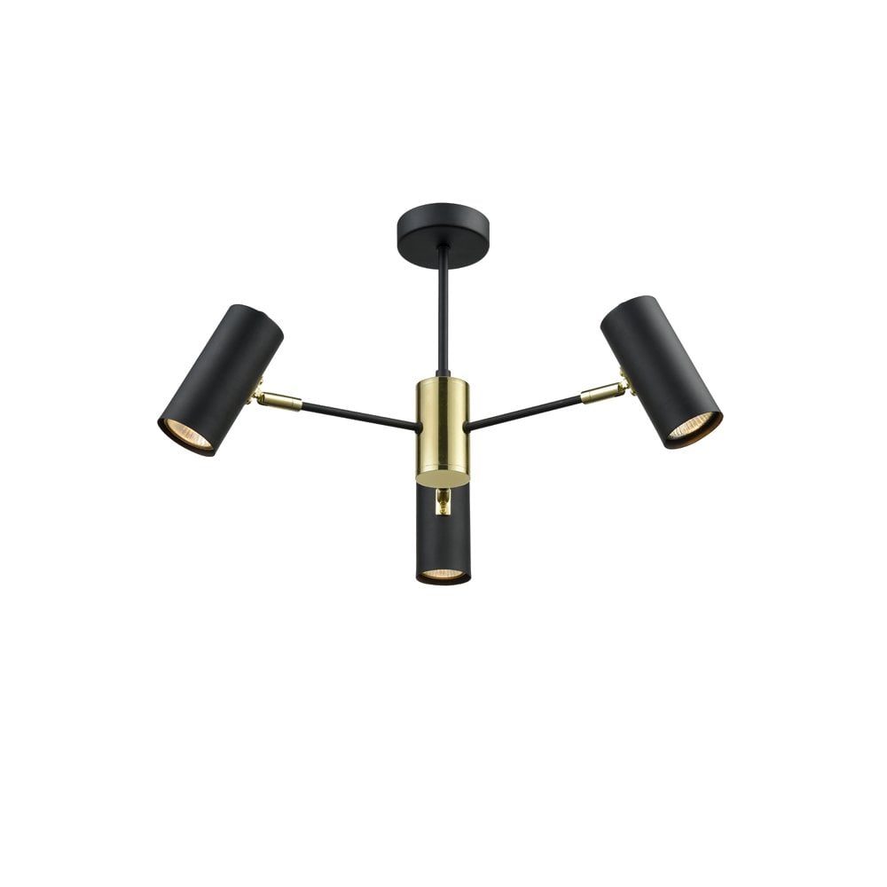 FL2402-3 1 Light Ceiling Flush Black / Gold
