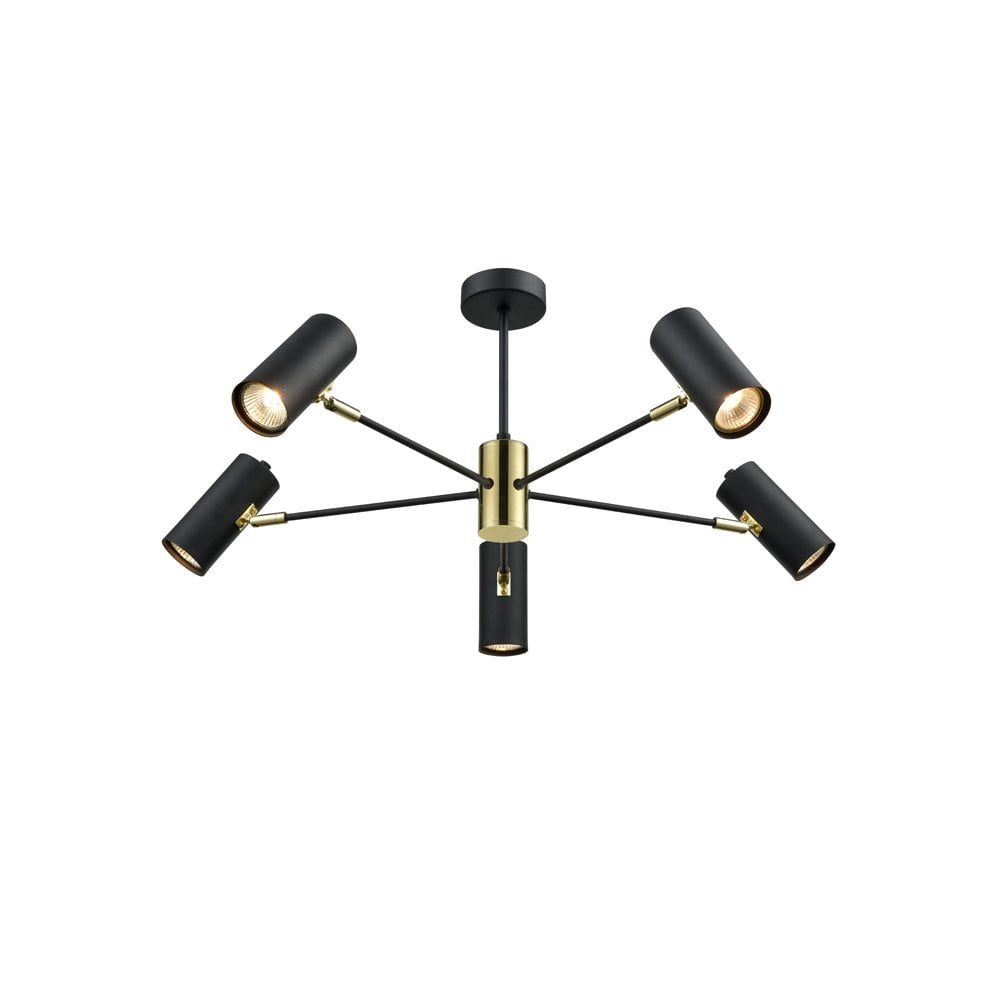 FL2402-5 5 Light Ceiling Flush Black / Gold