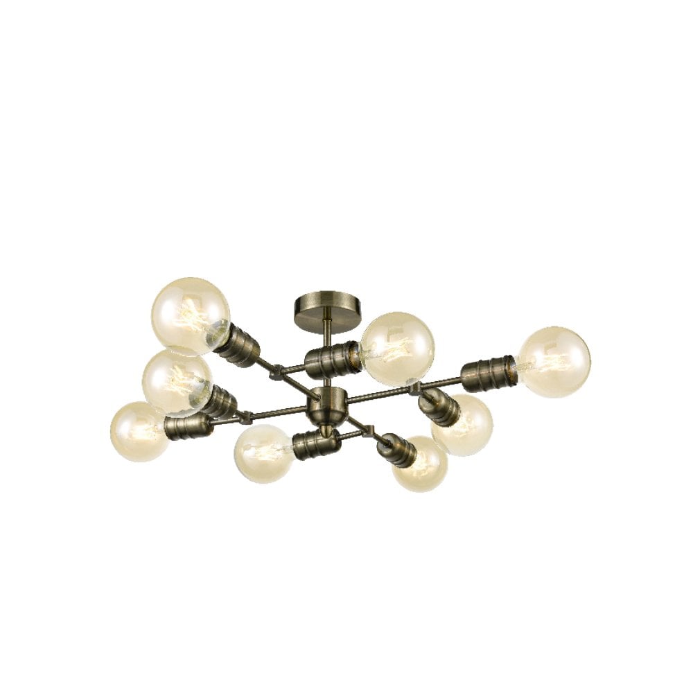 FL2407-8 8 Light Ceiling / Wall Antique Brass