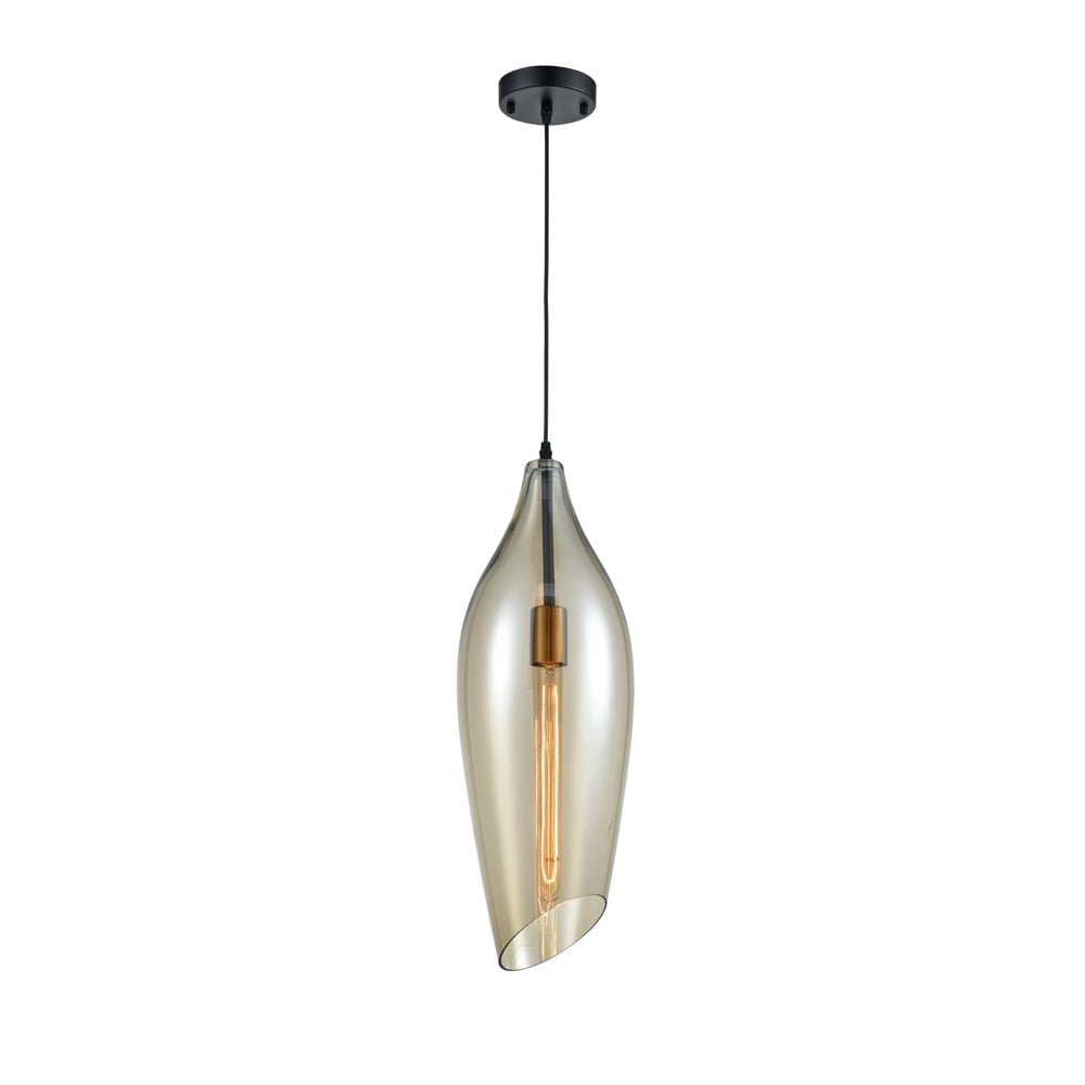 PCH196 Taper 1 Light Pendant Amber