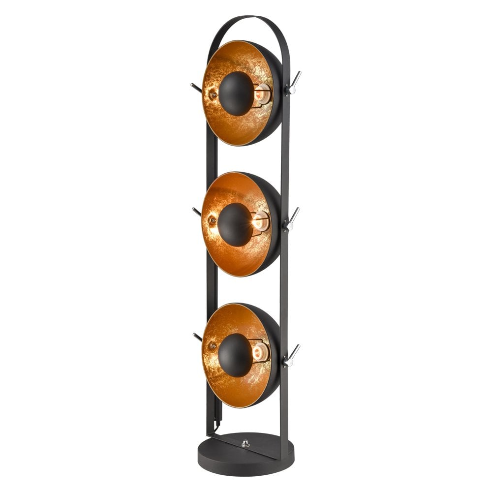 3 Light Floor  Lamp Black / Gold