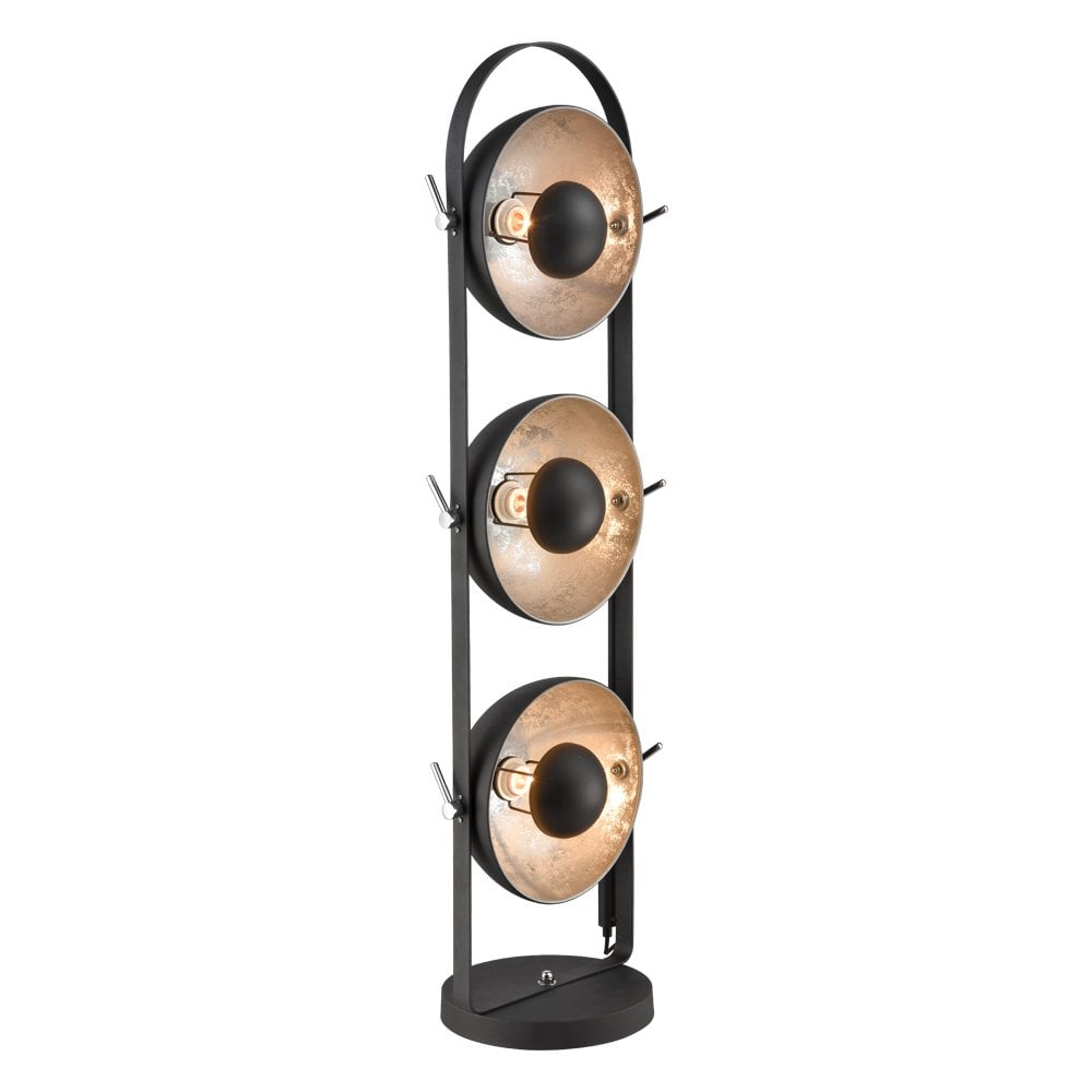 SL239 3 Light Floor Lamp Black / Silver