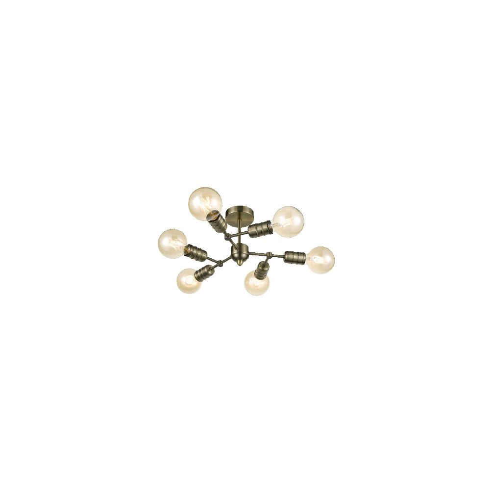 FL2407-6 6 Light Ceiling / Wall Antique Brass