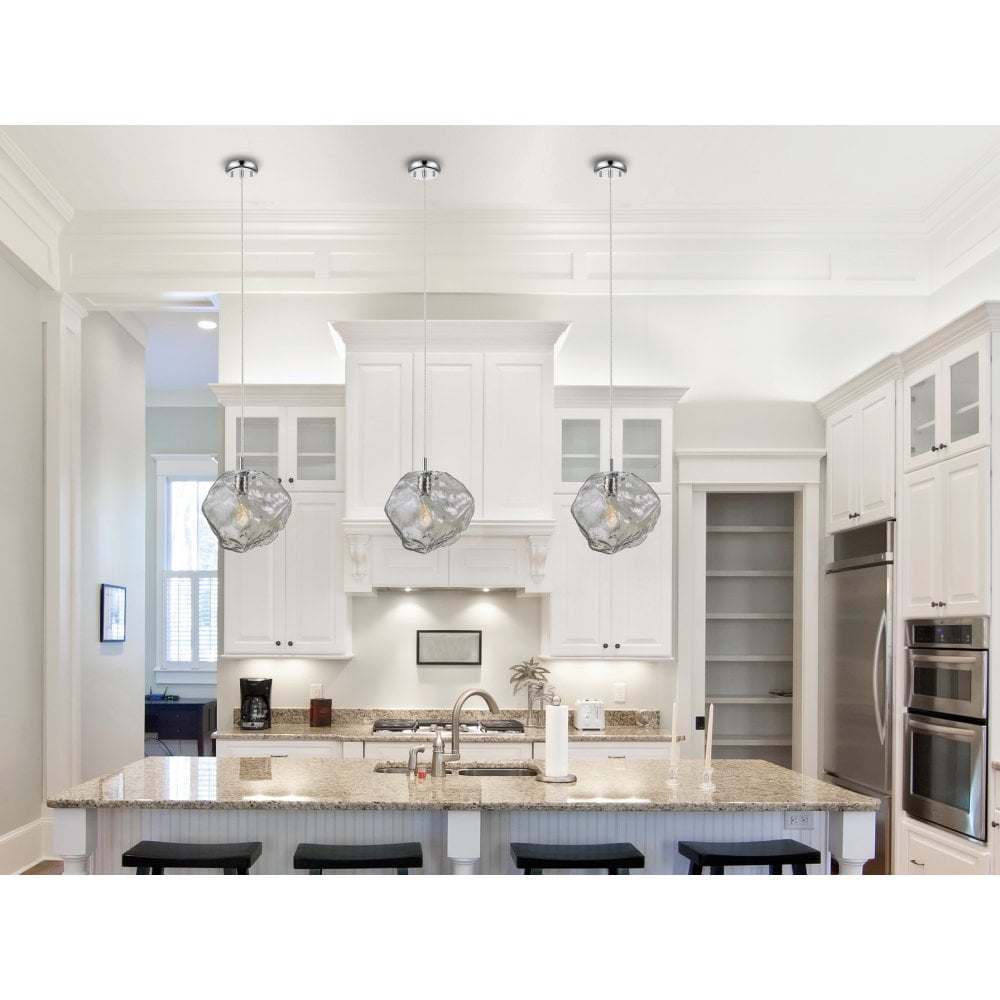 213111 Petra 1 Light Pendant Chrome Smoke