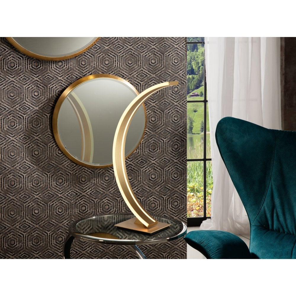 589316UK Arcus LED Table Lamp Gold Opal