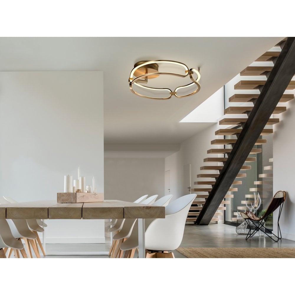 786430 Colette LED Flush Ceiling Light Rose Gold Opal