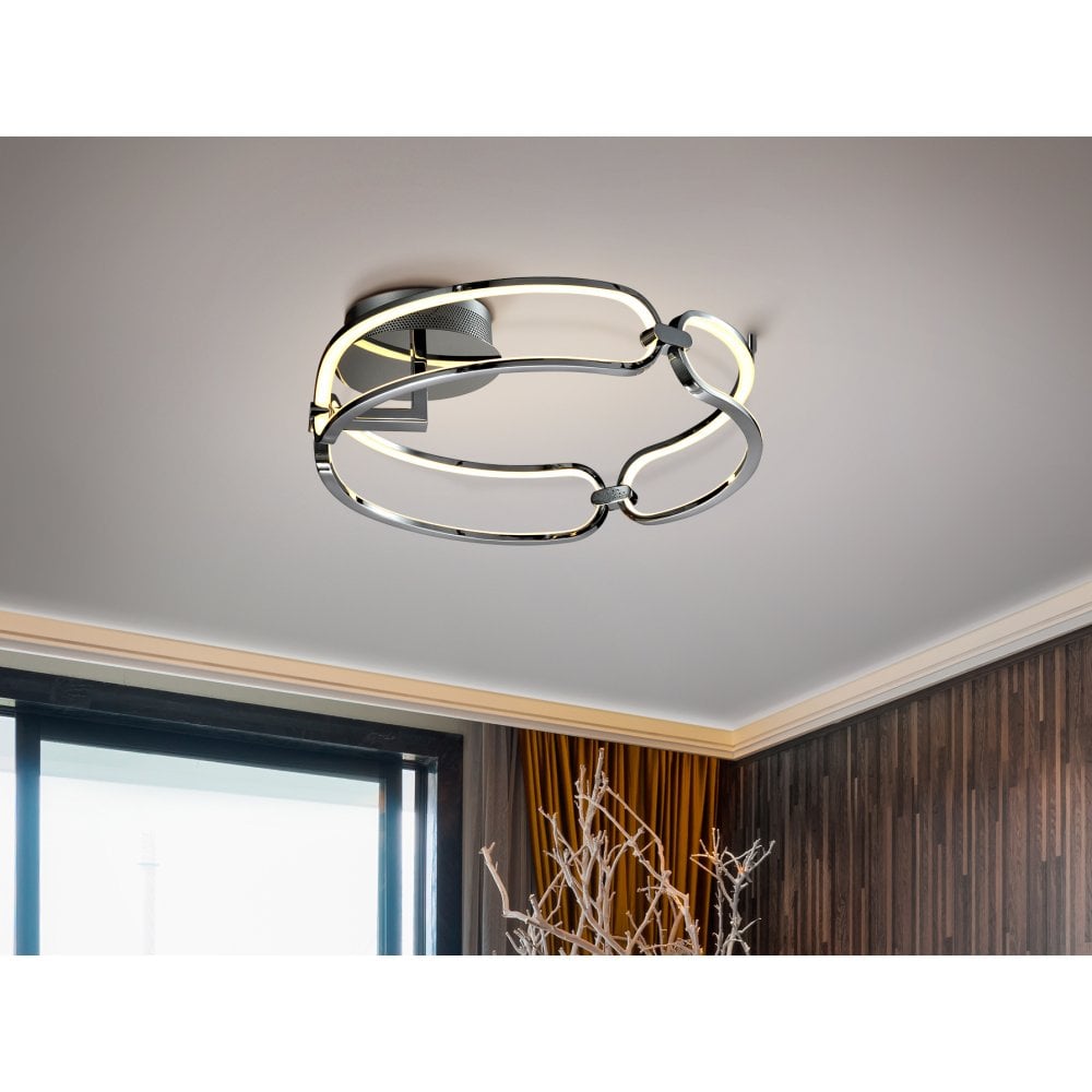 786485 Colette LED Flush Ceiling Light Chrome Opal