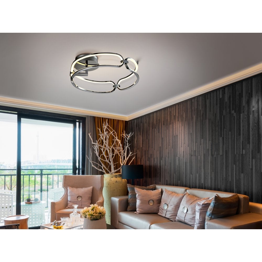 786485 Colette LED Flush Ceiling Light Chrome Opal