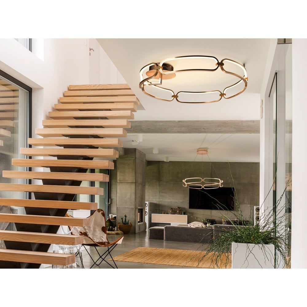 786508 Colette LED Flush Ceiling Light Rose Golden Opal