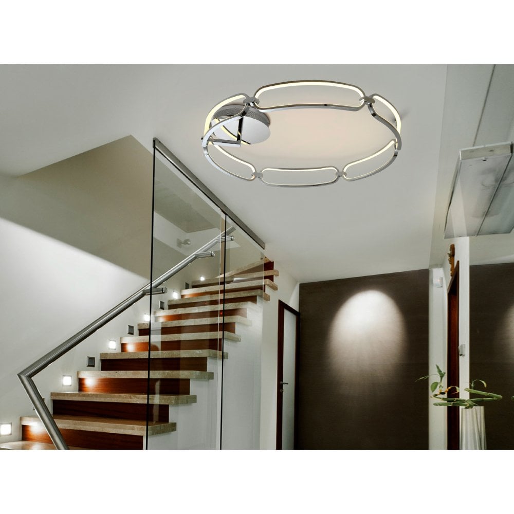 786577 Colette LED Flush Ceiling Light Chrome Opal