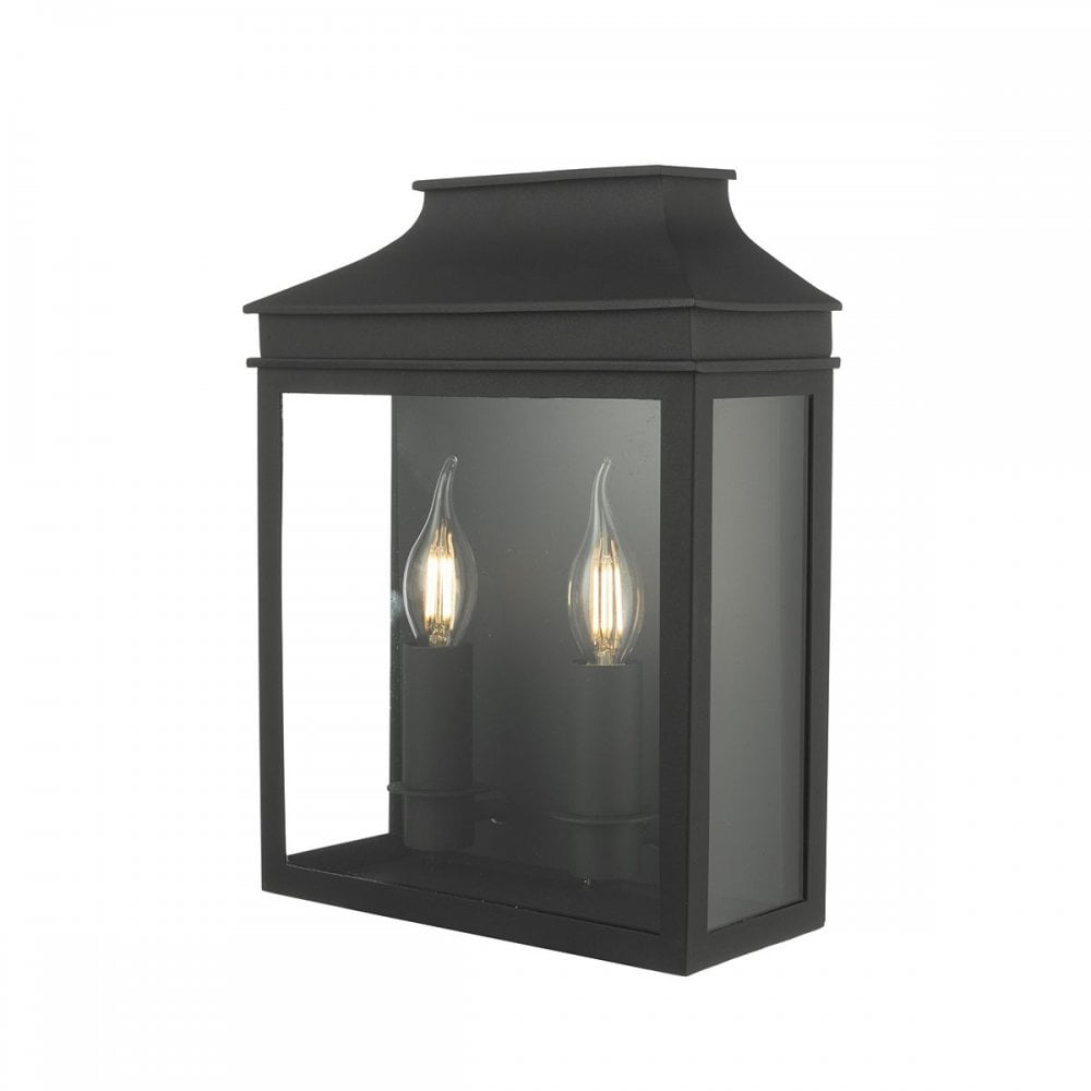 VAP5022 Vapour Outdoor 2 Light Coach Lantern Wall Light Black