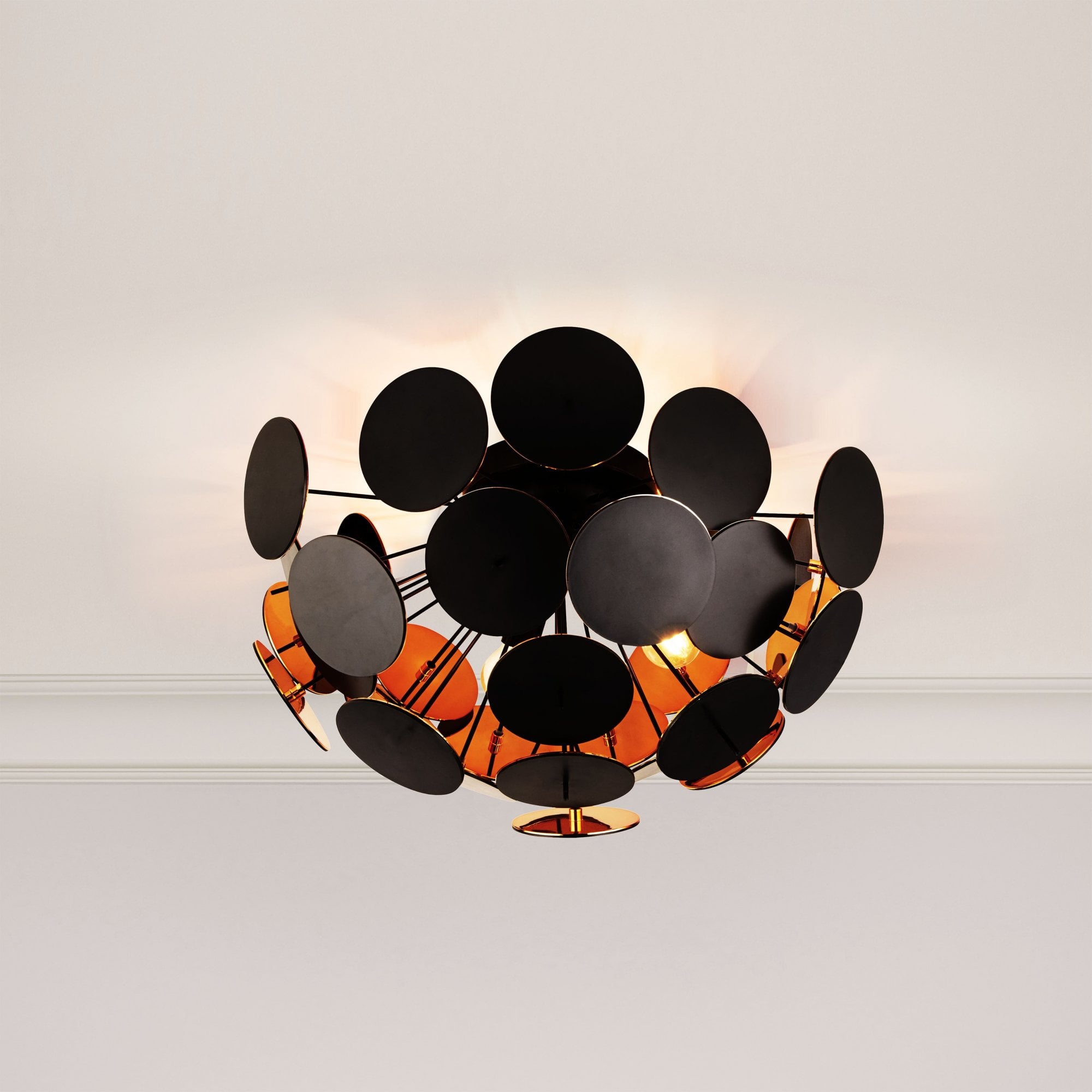 30733BG Discus 3 Light Black/gold Semiflush
